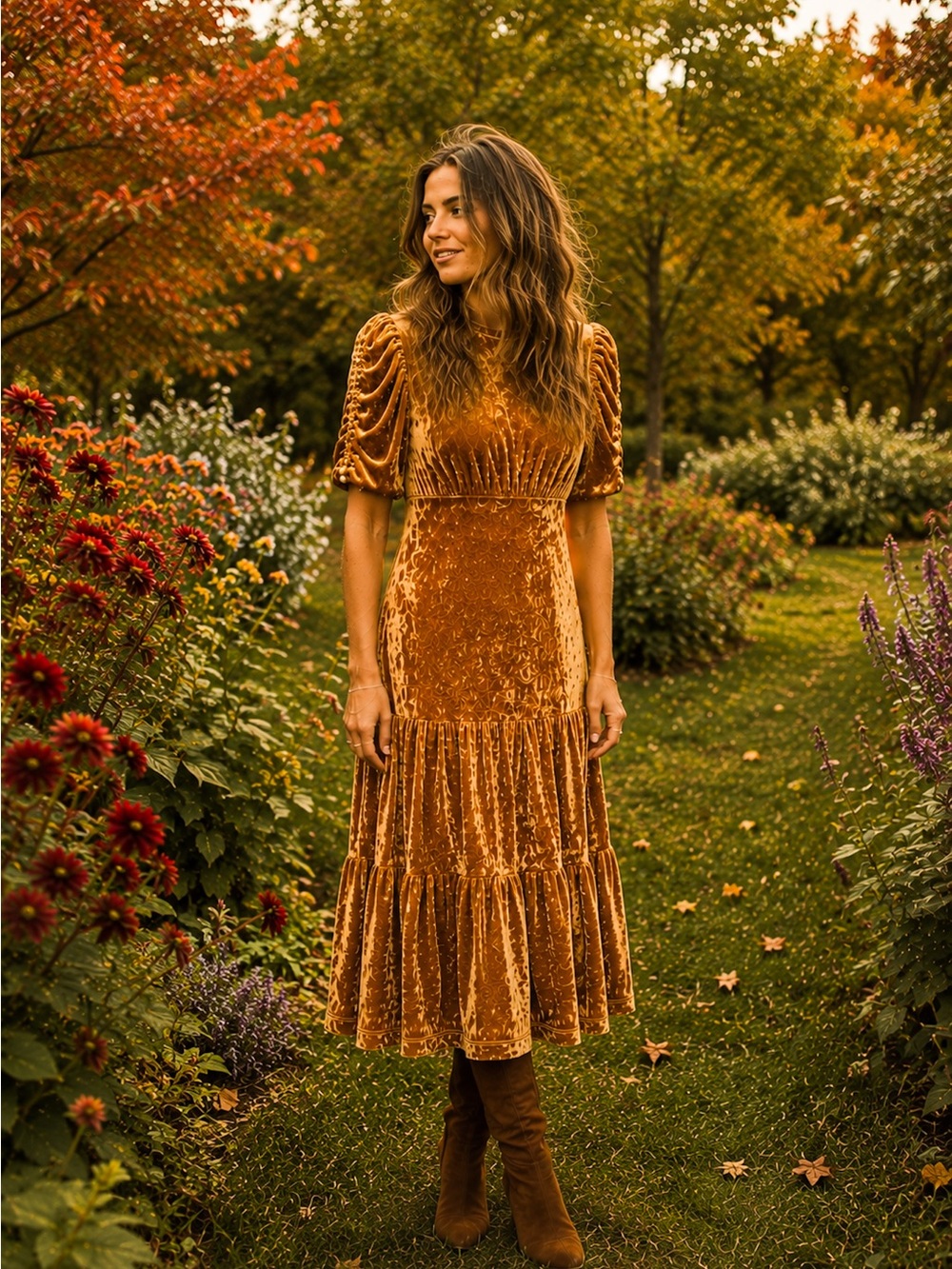 Who What Wear Crushed Velvet Midi Dress – Size Small